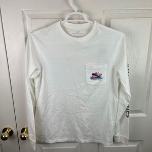 Men's Vineyard Vines Pond Hockey Whale Long Sleeve T-Shirt Size Small